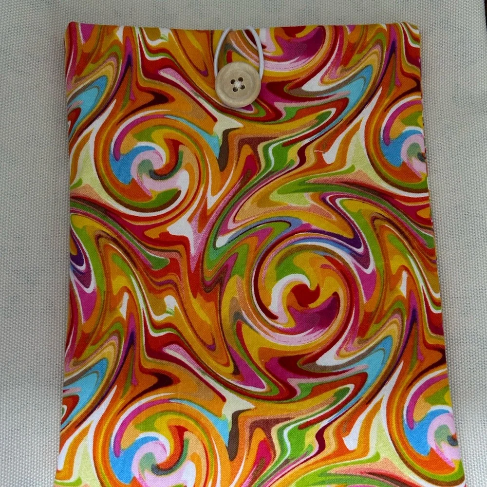 Orange Swirls Padded Sleeve l Kindle l Case l Book cover l Handmade l Cotton